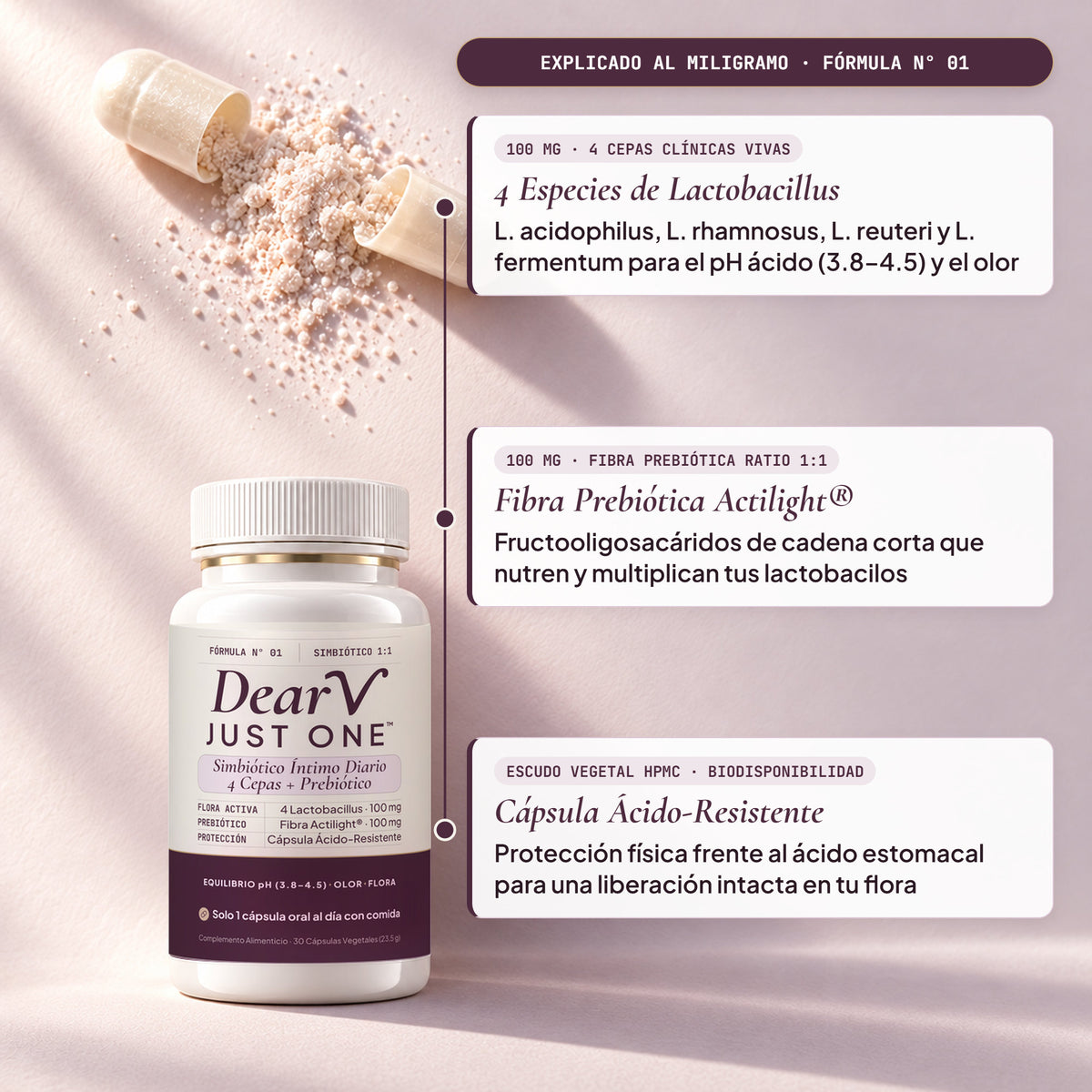Dear V · Just One — Probiótico Vaginal Diario en Cápsulas