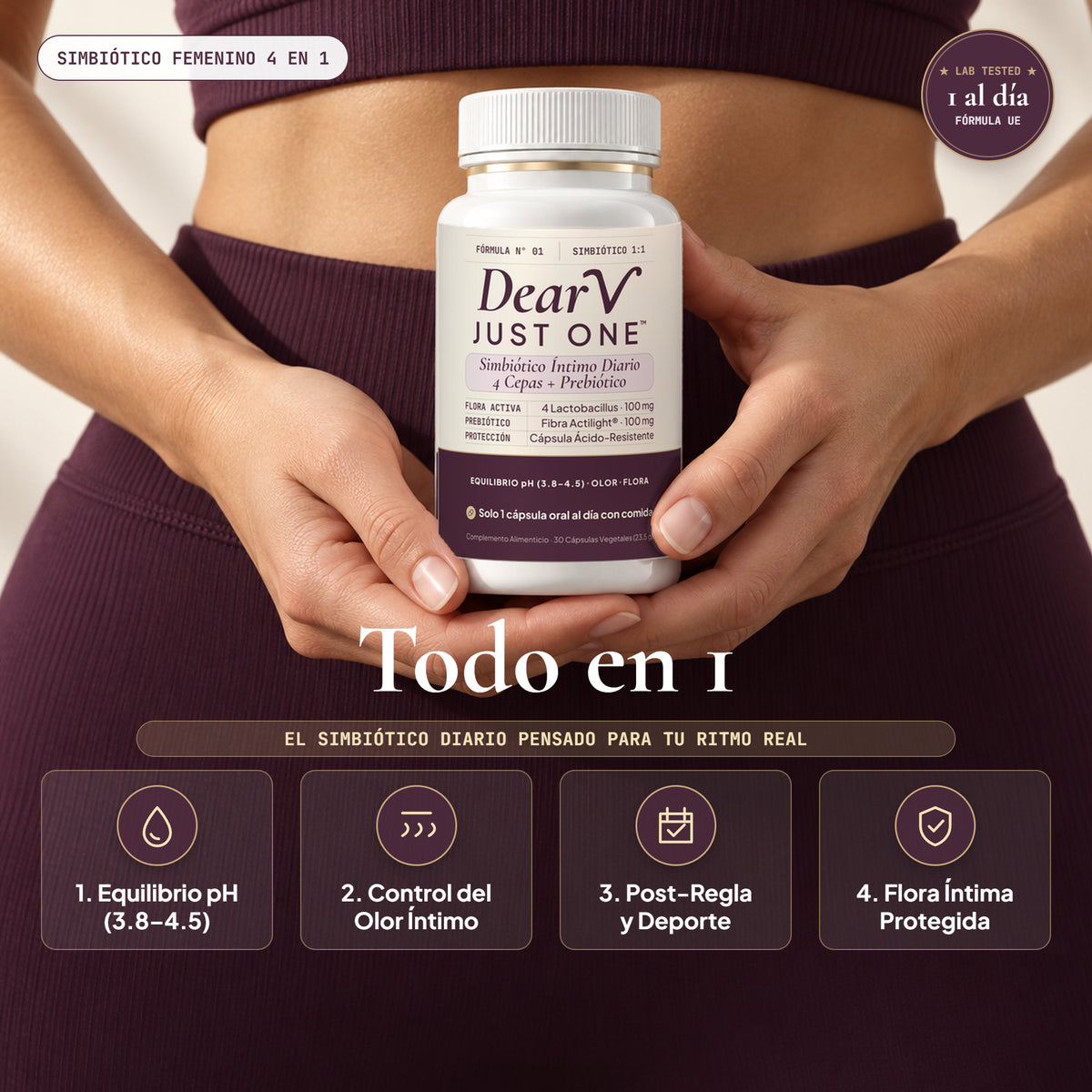Dear V · Just One — Probiótico Vaginal Diario en Cápsulas