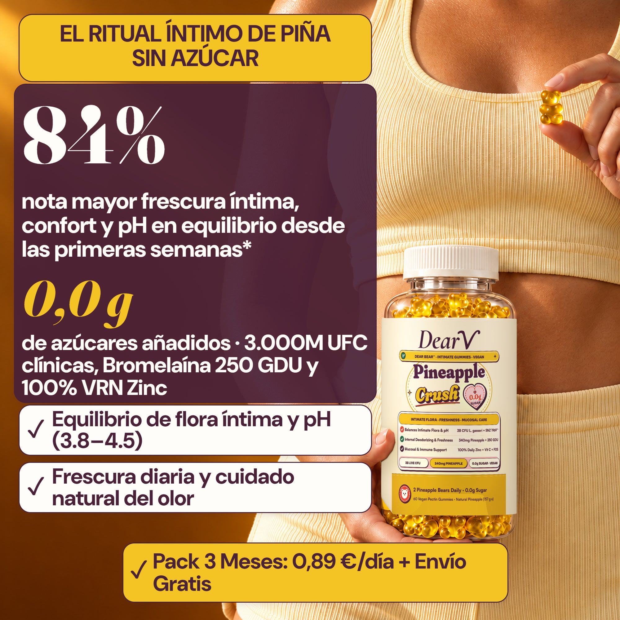Equilibrio íntimo desde dentro 84% nota mayor confort y frescura diaria 3.000M UFC